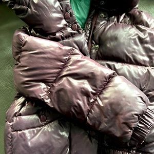 Toddler Moncler coat plum and mint green